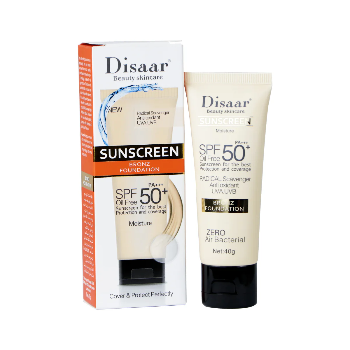 Beauty skincare SUNSCREEN BRONZ FOUNDATION SPF 50+ Oil Free Moisture Cover & Protect Perfectly 40g