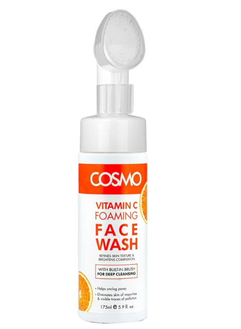 FOAMING FACE WASH - VITAMIN C WITH BUILT IN BRUSH - FOR DEEP CLEANSING - Helps unclog pore - eliminates skin of inpurities & visible traces of pollution - 175 ml
