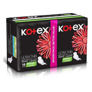 Kotex Ultra Thin Pads BETTER FIT ZERO LEAKS Pad, Super Size Sanitary Pads with Wings, 16 Pads