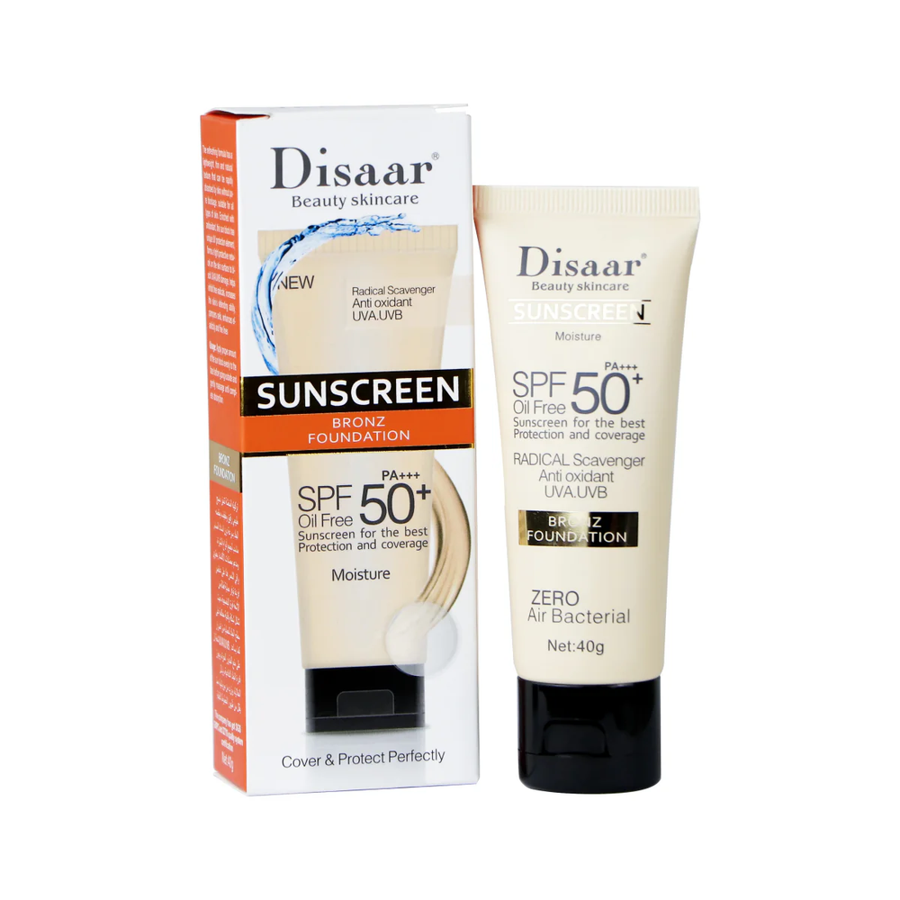 Beauty skincare SUNSCREEN BRONZ FOUNDATION SPF 50+ Oil Free Moisture Cover & Protect Perfectly 40g