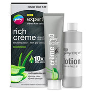 Godrej NEW expert - rich creme - with aloe vera - creme hair colour - natural black 1 - creme colour 50g - lotion developer 50ml