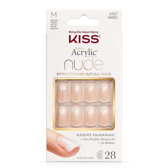 Kiss Salon Acrylic Nude Nails – Medium (28 Nails) with Glue KAN02C - beige