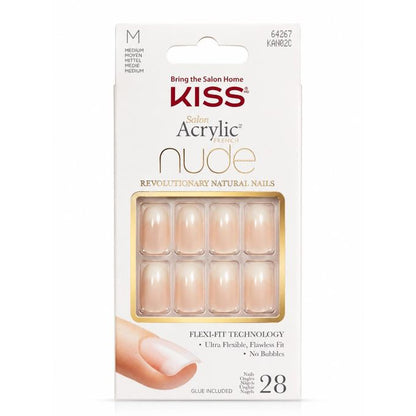 Kiss Salon Acrylic Nude Nails – Medium (28 Nails) with Glue KAN02C - beige