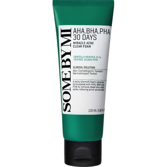 Some By Mi AHA.BHA.PHA 30 Days Miracle Acne Clear Foam Daily Foam Cleanser for Acne-Prone Skin - 100ml
