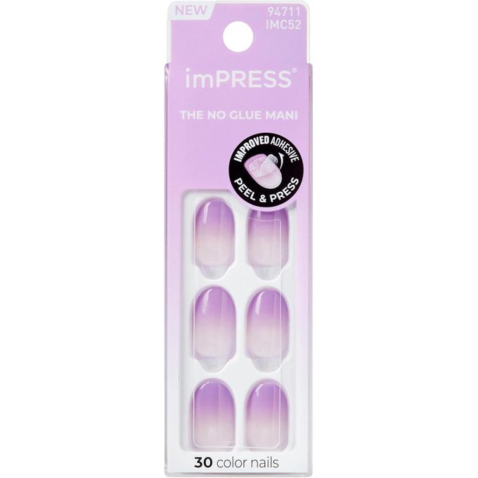 Kiss imPRESS THE NO GLUE MANI IMC52C Take A Chance 30 Nails Lavender Ombré