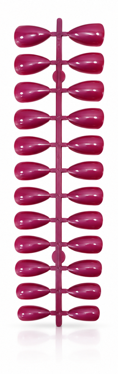 Plum Burgundy Glossy Almond Shape Press-On False Nails – Full Cover Artificial Nails Set - 72 Pcs (No Adhesive Included)