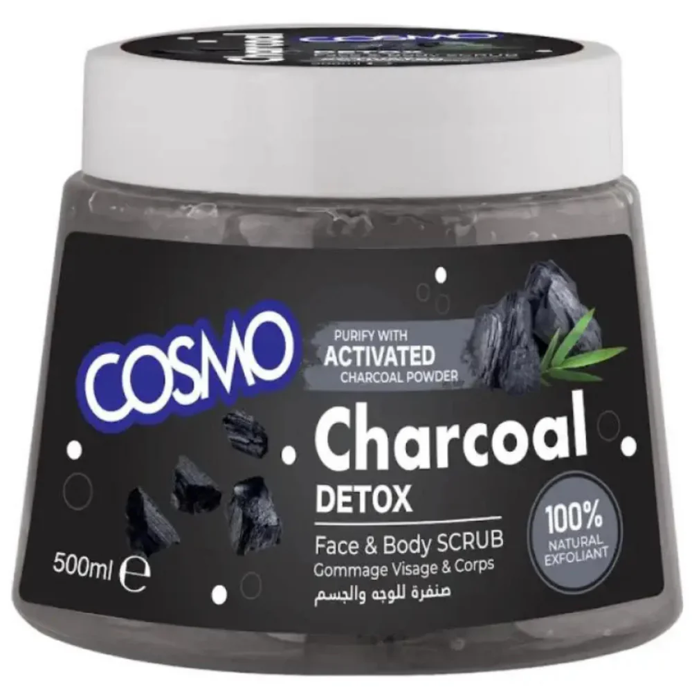 FACE & Body SCRUB Charcoal DETOX for Gommage Visage & Corps 100% NATURAL EXFOLIANT - 500ml