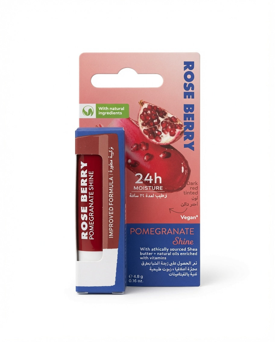 Caring lip balm - POMEGRANATE SHINE - Dark red tinted - 4.8g