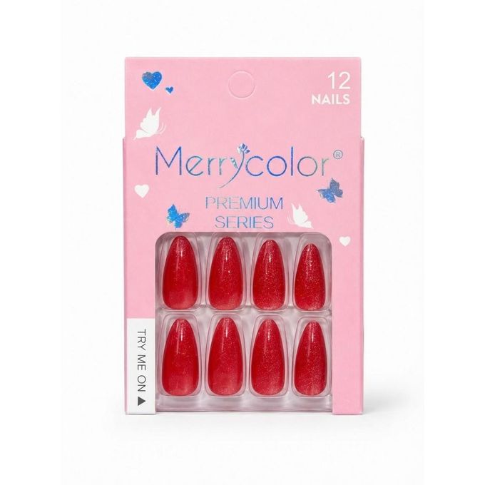 Merrycolor Premium Cat Eye Press-On Nails – 12 Pcs Shimmering Fake Nails Set with Adhesive Tabs - shade 14