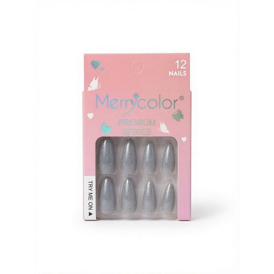 Merrycolor Premium Cat Eye Press-On Nails – 12 Pcs Shimmering Fake Nails Set with Adhesive Tabs - shade 13