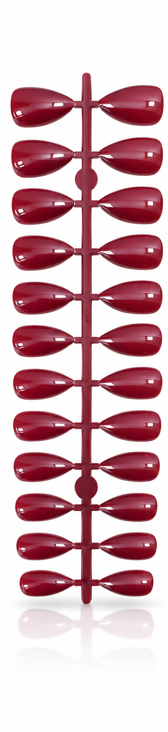 Dark Burgundy Glossy Almond Shape Press-On False Nails – Full Cover Artificial Nails Set (No Adhesive Included) - 72 Pcs
