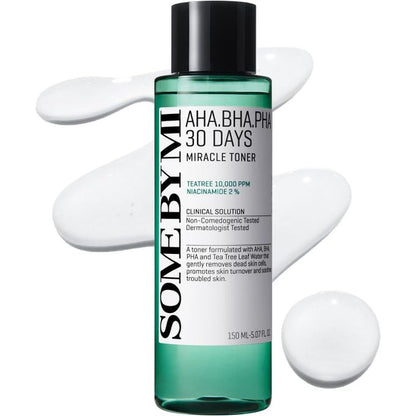 Some By Mi AHA BHA PHA 30 Days Miracle Toner – Mild Exfoliating Toner with Tea Tree & Niacinamide for Clearer, Smoother Skin - 150ml