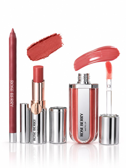 SOFT GLOWY GORGEOUS 3D MAKEUP KIT - Lip Liner - 1.2g , 3d Hydra Xtreme Lip gloss - 6ml and High Shine Gloss Stick - 2.5g - shade 02