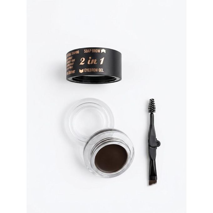 Rose Berry BROW DEFINER 2 IN 1 Fascinated - SOAP BROW 5g & EYEBROW GEl CREAM 5g - DARK BROWN