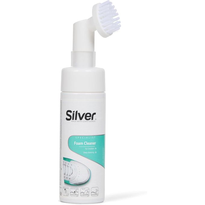 Silver Foaming Shoe Cleaner with Built-in Brush – 150ml