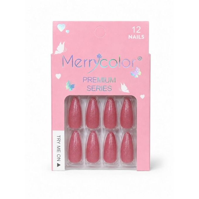 Merrycolor Premium Cat Eye Press-On Nails – 12 Pcs Shimmering Fake Nails Set with Adhesive Tabs - shade 16