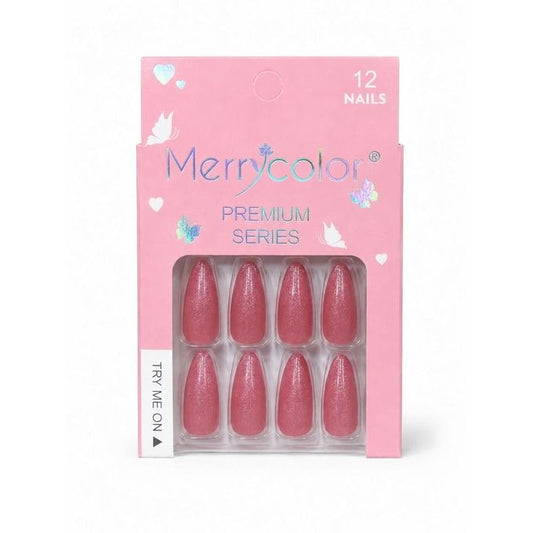 Merrycolor Premium Cat Eye Press-On Nails – 12 Pcs Shimmering Fake Nails Set with Adhesive Tabs - shade 16