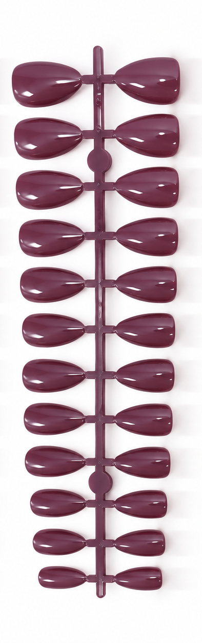 Dusty Plum Mauve Glossy Almond Shape Press-On False Nails – Full Cover Artificial Nails Set (No Adhesive Included) - 72 Pcs