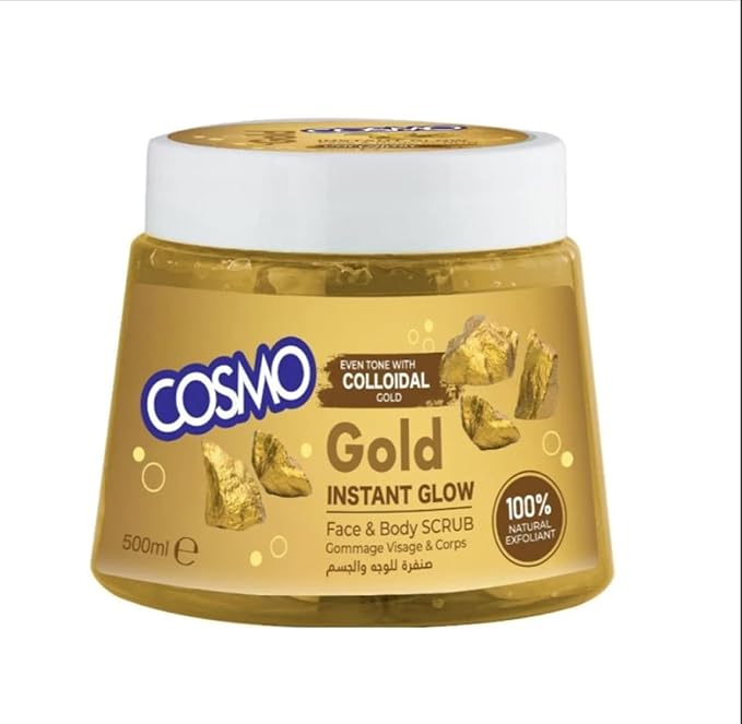 FACE & Body SCRUB Gold INSTANT GLOW for Gommage Visage & Corps 100% NATURAL EXFOLIANT - 500ml