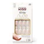 Kiss Salon Acrylic French Nude Nails – Real Short (28 Nails) with Glue KAN01C