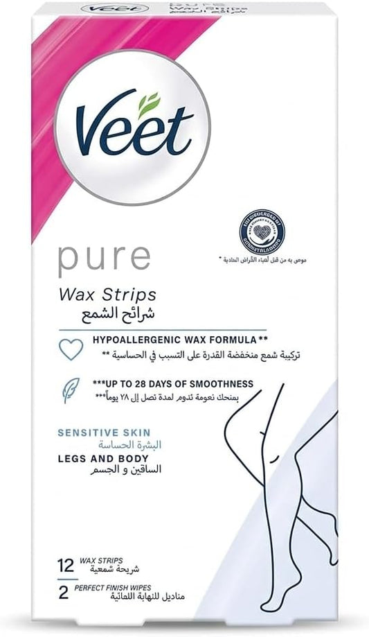 Pure Wax Strips HYPOALLERGENNIC WAX FORMULa - 12 WAX STRIPS
