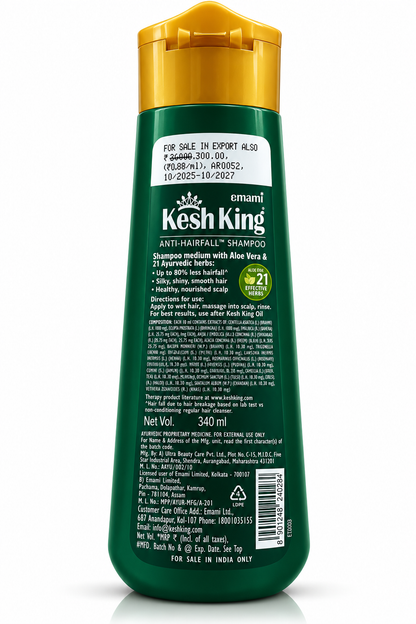 Anti-Hairfall Shampoo with Aloe Vera & 21 Ayurvedic Herbs – 340 ml