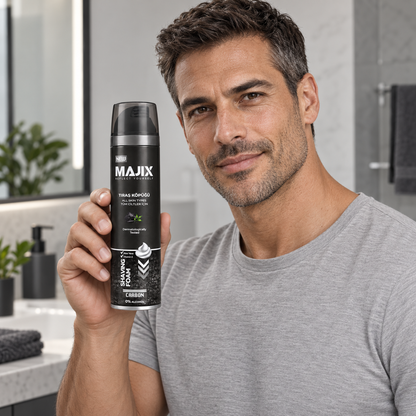 Carbon Shaving Foam – Alcohol Free with Aloe Vera, Vitamin E & Charcoal - All Skin Types - 200ml