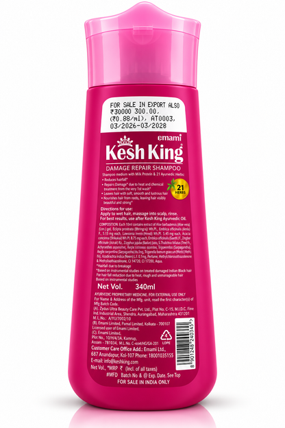 Damage Repair Shampoo with Milk Protein & 21 Ayurvedic Herbs – 340 ml