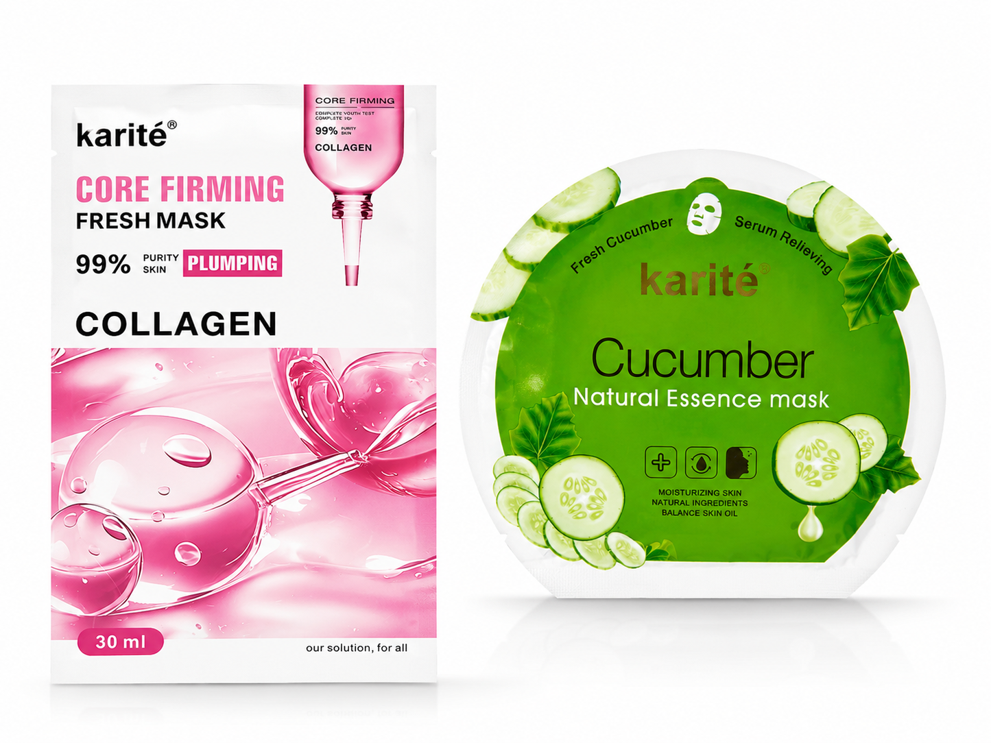 CORE FIRMING COLLAGEN & Cucumber FRESH AND Natural Essence MASKS Bundle 30 ml per pcs