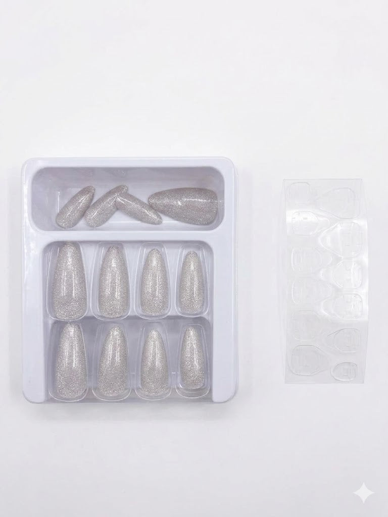 Merrycolor Premium Cat Eye Press-On Nails – 12 Pcs Shimmering Fake Nails Set with Adhesive Tabs - shade 8