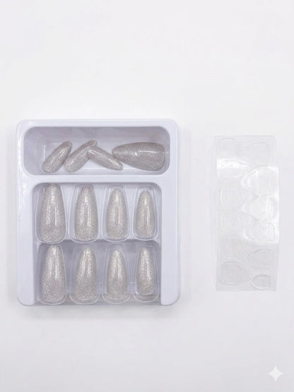 Merrycolor Premium Cat Eye Press-On Nails – 12 Pcs Shimmering Fake Nails Set with Adhesive Tabs - shade 8