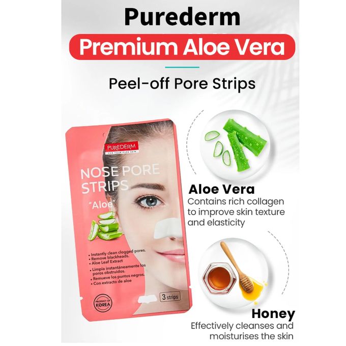 Nose Pore Strips with Aloe Vera Extract – 3 Strips Pack