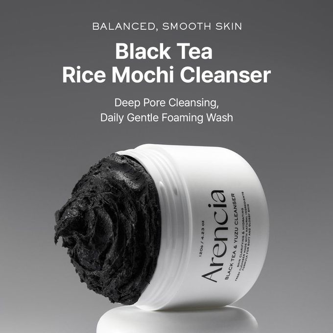 Arencia Black Tea Rice Mochi Cleanser Deep Pore Cleansing Gentle Foaming Wash - 120g