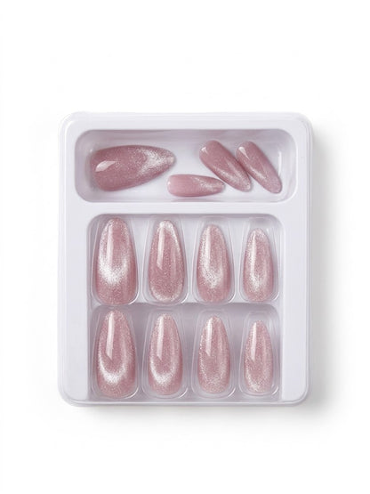 Merrycolor Premium Cat Eye Press-On Nails – 12 Pcs Shimmering Fake Nails Set with Adhesive Tabs - shade 11