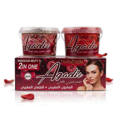 Cleopatra COSMETIC Agadir MOROCCAN BEUTY 2 IN 1 MOROCCAN SOAP 500ml + MOROCCAN MUD 500ml With Damask roses