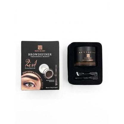 Rose Berry BROW DEFINER 2 IN 1 Fascinated - SOAP BROW 5g & EYEBROW GEl CREAM 5g - DARK BROWN