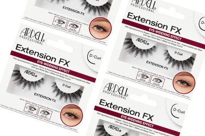 Professional Extension FX D-Curl False Eyelashes – Eye-Widening Effect – Black – 1 Pair