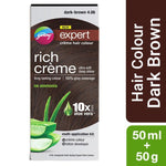 Godrej NEW expert - rich creme - with aloe vera - creme hair colour - dark brown 4.06 - creme colour 50g - lotion developer 50ml