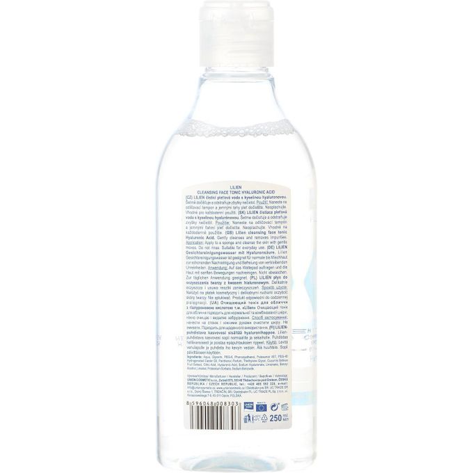 Lilien PURE ENERGY - FACE CLEANSING TONIC WATER - HYALURONIC ACID - PANTHENOL - 250ml
