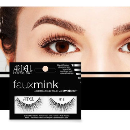 Ardell Faux Mink 812 False Eyelashes - Medium Volume Long Length with Invisiband