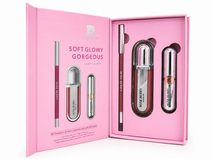 SOFT GLOWY GORGEOUS 3D MAKEUP KIT - Lip Liner - 1.2g , 3d Hydra Xtreme Lip gloss - 6ml and High Shine Gloss Stick - 2.5g - shade 04