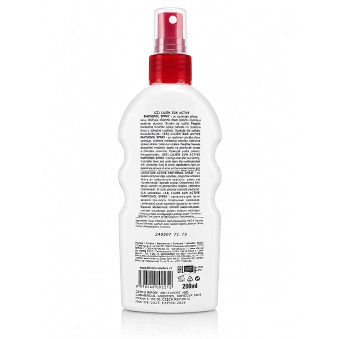 Lilien Sun Active PANTHENOL SPRAY SUN CARE 4% - NO-WASH OUT - After sun tanning - 200ml