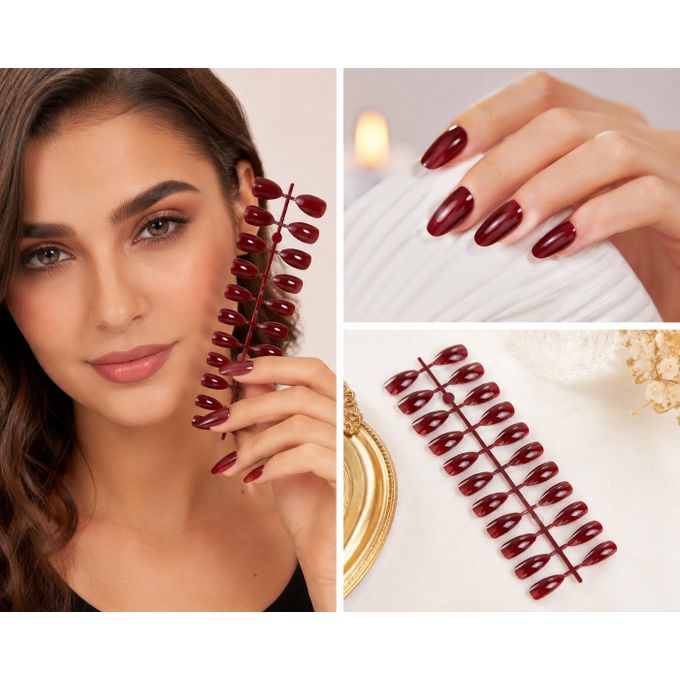 Merry color Glossy paint 24 NAILS - shade 2 - Burgundy