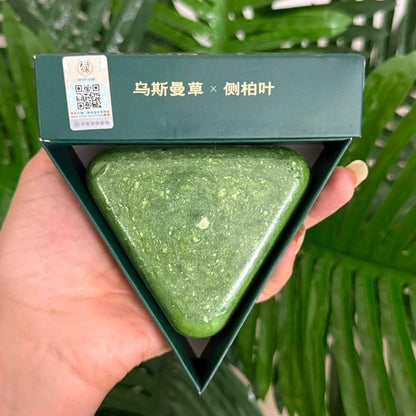 Seven Green Natural Herbal Anti-Hair Loss Shampoo Soap, Green Triangle, Scalp Care and Hair Root Strengthening