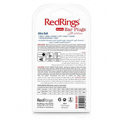 RedRings Vaseline Ultra Soft Ear Plugs, 4 Pieces