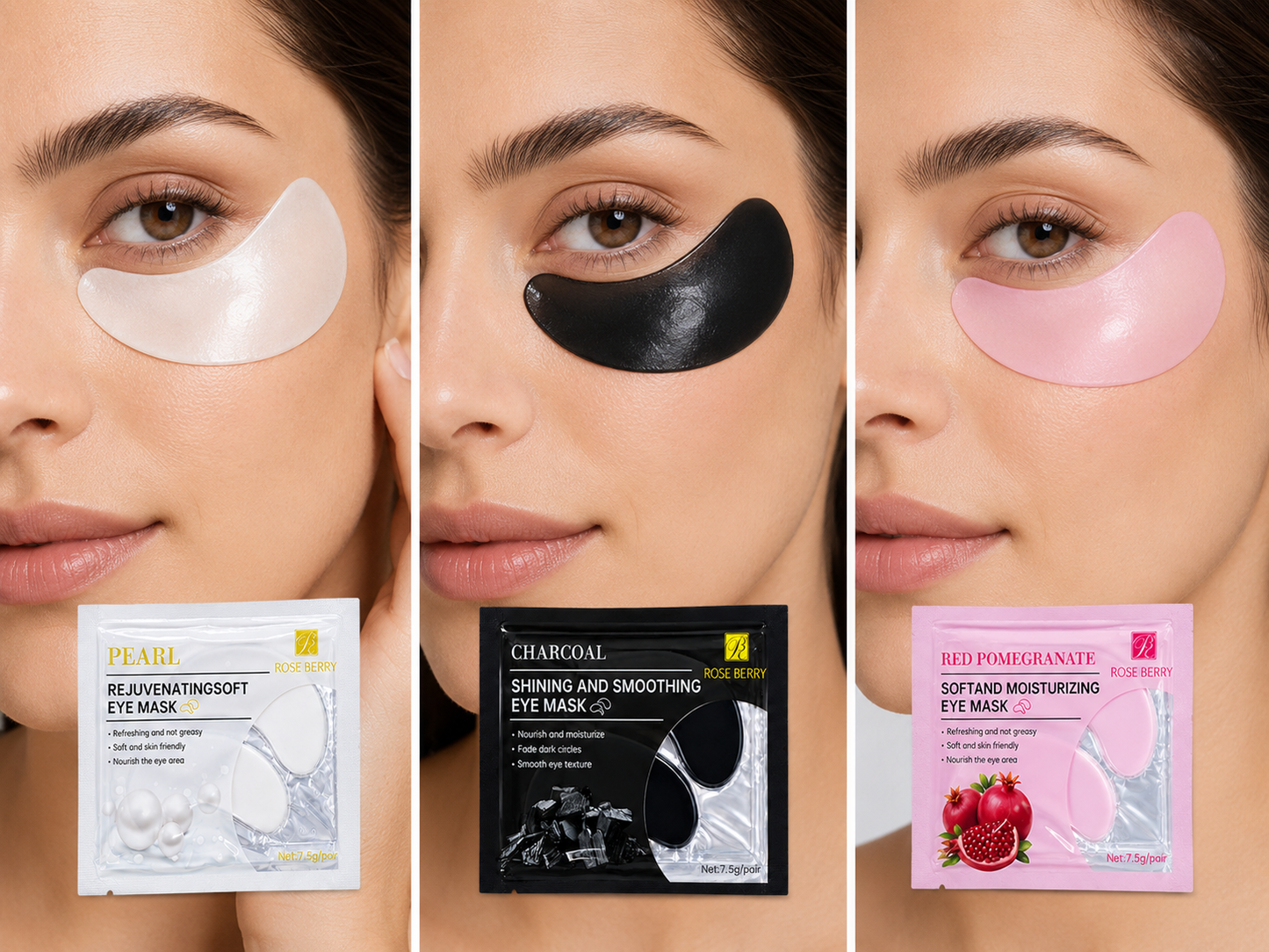 EYE MASK REJUVENATINGSOFT - Bundle RED POMEGRANATE, PEARL & CHARCOAL - 7.5g per pc