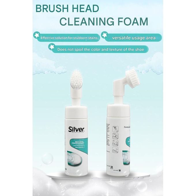 Silver Foaming Shoe Cleaner with Built-in Brush – 150ml