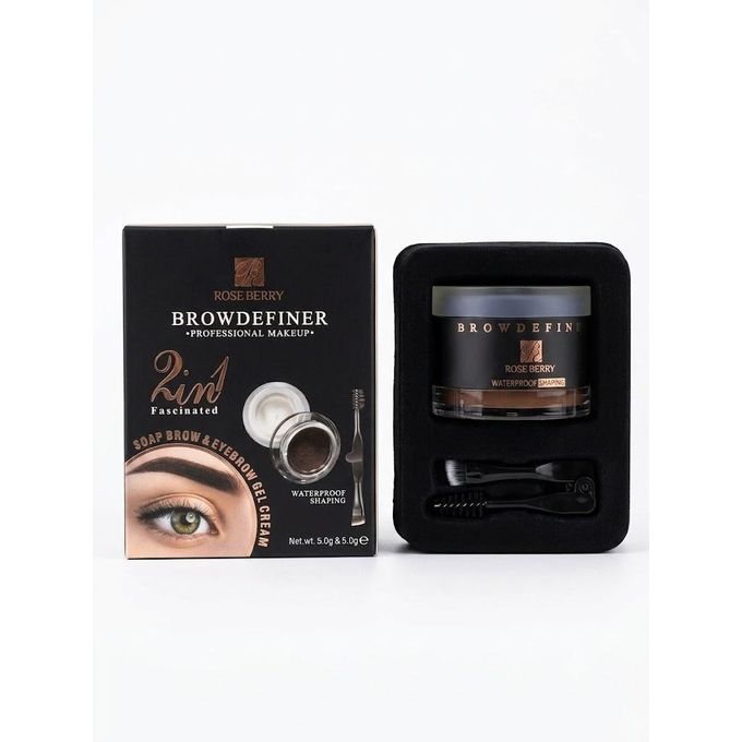 Rose Berry BROW DEFINER 2 IN 1 Fascinated - SOAP BROW 5g & EYEBROW GEl CREAM 5g - MEDIUM BROWN