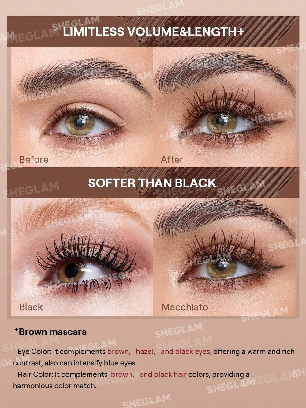 ALL IN ONE VOLUME & LENGTH MASCARA WATERPROOF - MACCHIATO - 4gx2