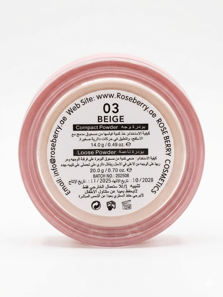 LOOSE POWDER & Compact Powder Suitable for all skin types - 03 BEIGE With a brush - 14g - 20g